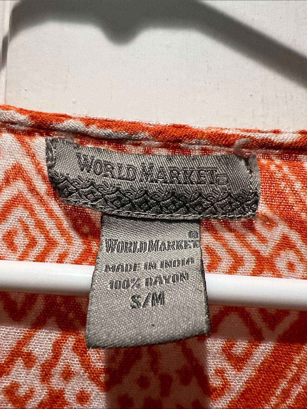 Cost Plus World Market Orange Patterned V-Neck Boho Blouse - Picture 2 of 9